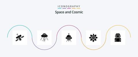 pacote de ícones do glifo espacial 5, incluindo espaço. Ciência. foguete. química. nuclear vetor