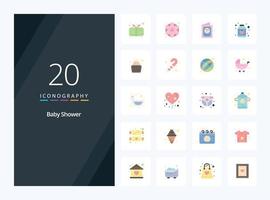 20 ícones de cores planas para chá de bebê para apresentação vetor