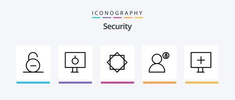 pacote de ícones da linha de segurança 5, incluindo segurança. trancar. dinheiro. vídeo. espião. design de ícones criativos vetor