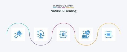 natureza e agricultura pacote de ícones azul 5 incluindo ramo. mais alegre. agricultura. natureza. agricultura vetor