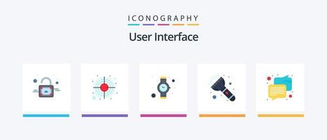 pacote de ícones plana 5 da interface do usuário, incluindo . mensagem. tempo. comunicação. tocha. design de ícones criativos vetor