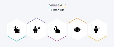 pacote de ícones de 25 glifos humanos, incluindo corpo. análise. fora. visão. face vetor