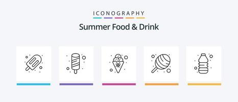 pacote de ícone de linha 5 de alimentos e bebidas de verão, incluindo frutas. coco. frutas. doce. fruta. design de ícones criativos vetor