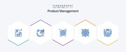 gerenciamento de produtos 25 pacote de ícones azuis, incluindo expandir. arquivo. gerenciamento. globo. em processamento vetor