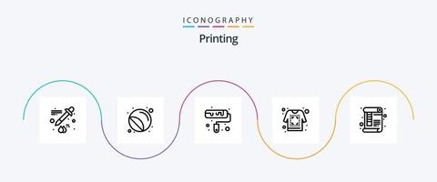 pacote de ícones da linha 5 de impressão, incluindo papel. documento. escovar. esboço. impressão vetor