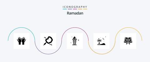 pacote de ícones do ramadã glyph 5, incluindo praia. rezar . Ramadã. islamismo vetor