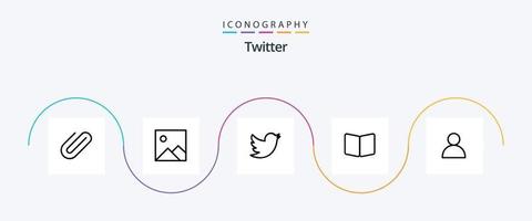 Pacote de ícones da linha 5 do Twitter, incluindo o Twitter. Contatos. social. cobrir. página vetor