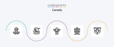 Pacote de ícones da linha 5 do Canadá, incluindo folha. Canadá. rua. roda. ferris vetor