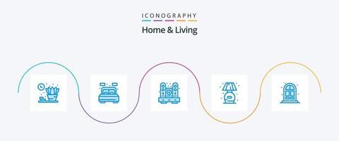 pacote de ícones azul 5 para casa e vida, incluindo vida. caroço. mobília. ficar em pé. lar vetor