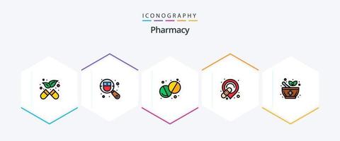 pacote de ícones de 25 linhas preenchidas de farmácia, incluindo . farmacia. farmacia. medicamento. curativo vetor