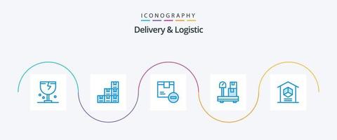 pacote de ícones de entrega e logística azul 5, incluindo . pacote. caixa. bens vetor