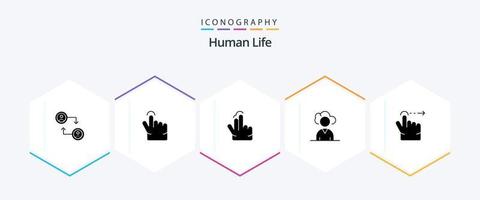 pacote de ícones humanos de 25 glifos, incluindo . deslize. mão. gesto. pessoa vetor