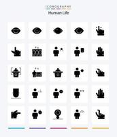 pacote de ícone preto sólido de 25 glifos humanos criativos, como avatar. par. ampliação. humano. avatar vetor