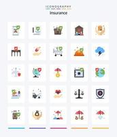 pacote de ícones planos de 25 seguros criativos, como caixa. seguro. seguro. mãos. seguro vetor