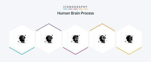 processo do cérebro humano pacote de ícones de 25 glifos, incluindo mente. humano. pensamento. cabeça. lógico vetor