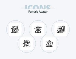 ícone de linha de avatar feminino pack 5 design de ícone. negócios. fêmea. mulher. funcionário. executivo vetor