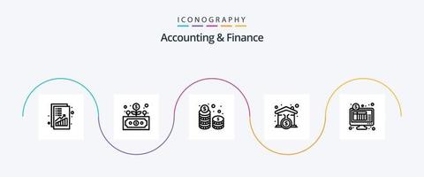 pacote de ícones de linha 5 de contabilidade e finanças, incluindo loanhome. hipoteca. crescer. casa. dinheiro vetor