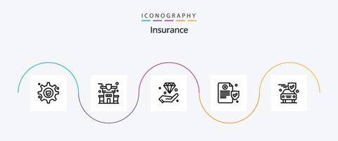 pacote de ícones da linha de seguros 5, incluindo escudo. seguro. segurar. carro. seguro vetor