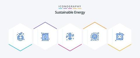 energia sustentável 25 pacote de ícones azuis, incluindo energia. quadro. energia. plantar. folha vetor