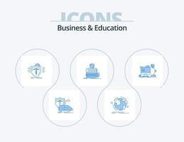 design de ícones do pacote de 5 ícones azuis de negócios e educação. estudante. de volta à escola. conexão. seguro. médico vetor