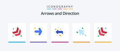 pacote de ícones de seta plana 5, incluindo . esquerda. para baixo à esquerda. seta. design de ícones criativos vetor