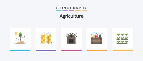 pacote de ícones de 5 planos de agricultura, incluindo agricultura. fazenda. campo. maçãs. fazenda. design de ícones criativos vetor