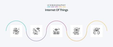 internet das coisas linha 5 pacote de ícones incluindo fone de ouvido. inteligente. tecnologia. alfinete. localização vetor