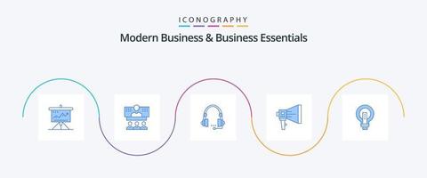 pacote de ícones de negócios modernos e fundamentos de negócios azul 5, incluindo fone de ouvido. comunicação. negócios. chamar. on-line vetor