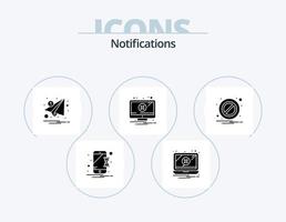 pacote de ícones de glifos de notificações 5 design de ícones. bloquear. notificação. e-mail. erro. papel vetor