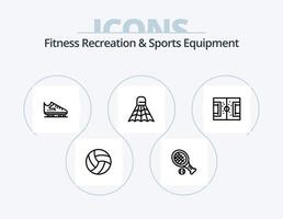 recreação de fitness e design de ícone de linha de equipamentos esportivos 5 design de ícone. campo. saco de boxe. bota. boxe. patinação vetor