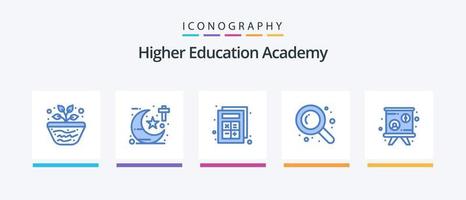 pacote de ícones da academia azul 5, incluindo palestra. procurando. teologia. procurar. interação. design de ícones criativos vetor