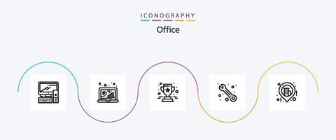 pacote de ícones da linha 5 do escritório, incluindo localização. apoiar. pesquisar. serviço. estrela vetor