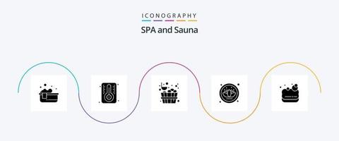 pacote de ícones do glyph 5 da sauna, incluindo . lótus. sauna. sauna. plantar vetor