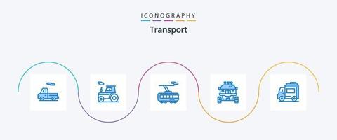 pacote de ícones de transporte azul 5, incluindo carro. transporte. inteligente. sujeira. bicicleta vetor