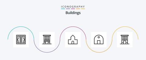 Pacote de ícones da linha 5 de edifícios, incluindo mesquita. Prédio histórico. vitrine. prédio. capela vetor