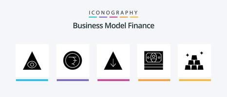 pacote de ícones de glifo 5 financeiro, incluindo . pirâmide. dinheiro. finança. design de ícones criativos vetor