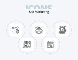 Seo marketing line icon pack 5 design de ícone. parar. gerenciamento. aplicativo. titular do lugar. mapa de calor vetor
