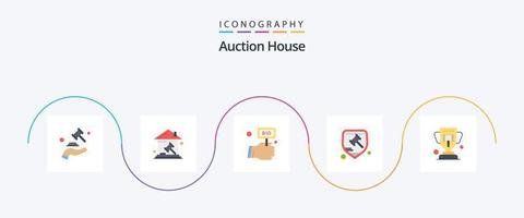 pacote de ícones de 5 planos de leilão, incluindo advogado. justiça. propriedade. tribunal. rótulo vetor