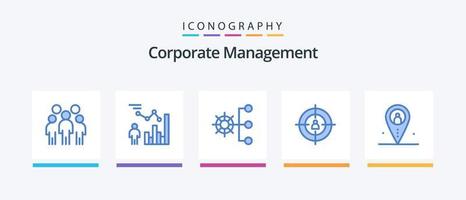 pacote de ícones azul 5 de gerenciamento corporativo, incluindo marketing. público. gerenciamento. organização. corporativa. design de ícones criativos vetor