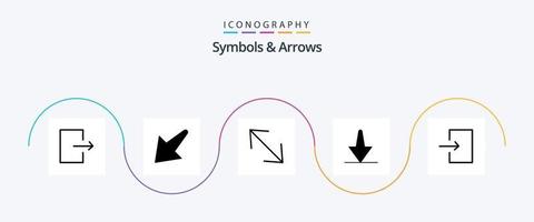 símbolos e setas glifo 5 pacote de ícones incluindo . escala. entrada. seta vetor