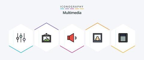pacote de ícones multimídia com 25 linhas preenchidas, incluindo . volume. . trocar vetor