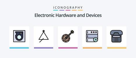 linha de dispositivos cheia de 5 ícones incluindo . telefone. álbum. conexão. móvel. design de ícones criativos vetor