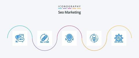 pacote de ícones seo marketing azul 5, incluindo luz. lâmpada. local na rede Internet. contexto. mapa vetor