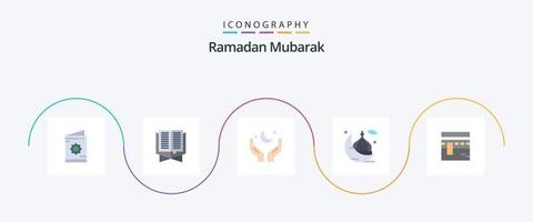 Pacote de ícones do Ramadan Flat 5, incluindo Mesquita. lua. ramadã. eid. lua vetor