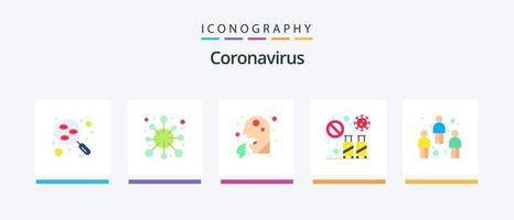 pacote de ícones de 5 planos de coronavírus, incluindo vírus. transmissão. vírus. turista. homem. design de ícones criativos vetor