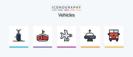 linha de veículos cheia de 5 ícones incluindo take. desligado. veículos. voo. transporte. design de ícones criativos vetor