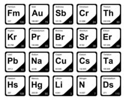 20 tabela periódica do design do pacote de ícones de elementos vetor