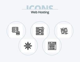 pacote de ícones de linha de hospedagem na web 5 design de ícones. servidor. base de dados. rede. digital. dados vetor