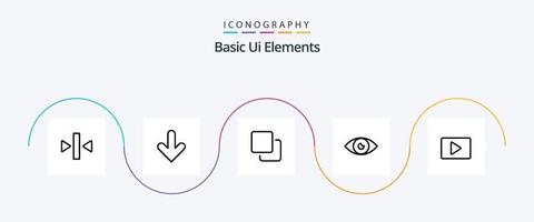 pacote básico de ícones de linha 5 de elementos de interface do usuário, incluindo youtube. olho. quatro. projeto. aplicativo vetor