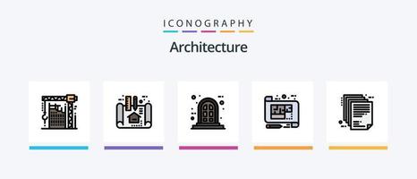 a linha de arquitetura encheu o pacote de 5 ícones, incluindo acima. estágio. construção. chão. esquema. design de ícones criativos vetor